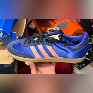 Adidas Samba OG Blue with Pink Stripes